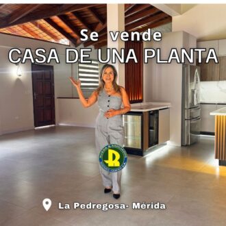EN VENTA CASA DE UNA PLANTA EN LA URB PIEDRAS GRANDES EN  LA PEDREGOSA MÉRIDA – VE